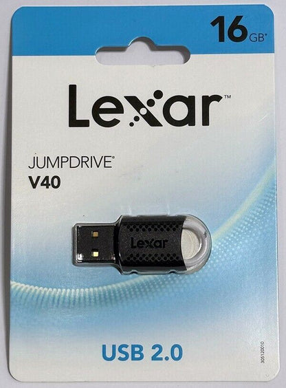 Lexar 16Gb USB Flash Jump Drive USB 2.0 V40 Memory Stick Black & Silver (UK) NEW