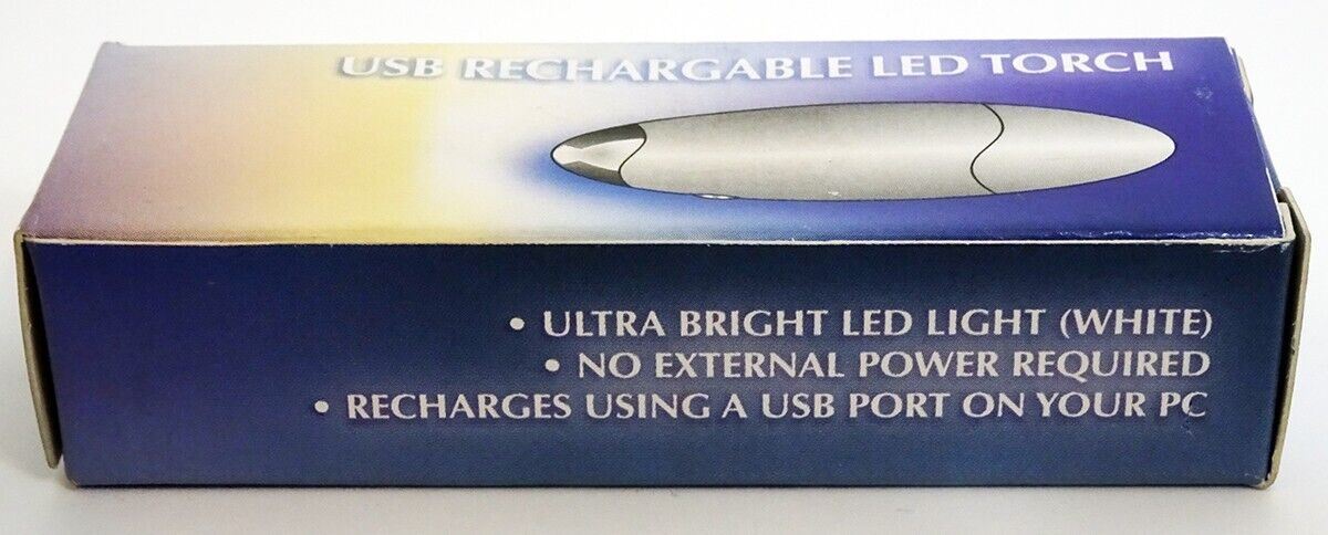 Opticron USB Rechargeable LED Torch in Silver with White LED (UK Stock) BNIB NOS