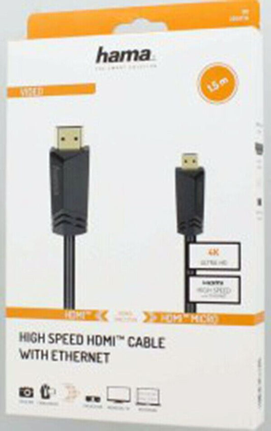 Hama High-Speed HDMI� Cable Type-A Plug - Type-D Plug (Micro) Ethernet 1.5 m  UK
