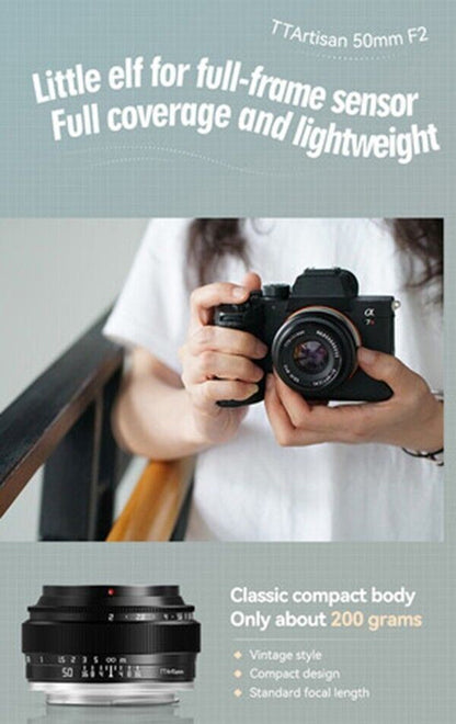 TTArtisan 50mm F2 Lens Full Frame Format Mount Canon EOS R RF Camera Black  (UK)