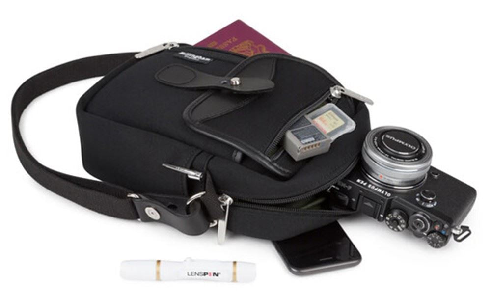 Billingham Airline Stowaway Camera Bag Case +  Strap - Black Canvas & Black UK S
