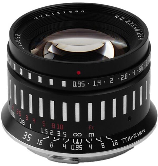 TTArtisan 35mm F0.95 Lens APS-C Format Sony E Mount Camera Black & Silver   (UK)