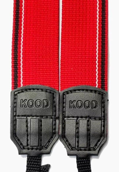 KOOD Retro Camera Strap for Digital / Film Cameras  3/8" Webbing - Red and Black